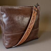 Rancho Genuine Leather Bucket Purse w/ Tooled Leather Strap - Ranch Junkie Mercantile LLC 