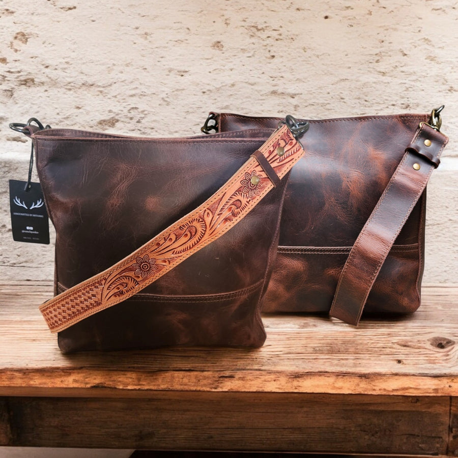 Rancho Detachable Belt Strap Bucket Purse Leather Handbag - Genuine Leather Purse - Ranch Junkie Mercantile LLC 