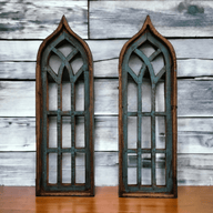 The Rustic Harmony Turquoise Farmhouse Rustic Wooden Wall Windows Arches Set of 2 wall windowsRanch Junkie