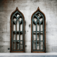 The Rustic Harmony Turquoise Farmhouse Rustic Wooden Wall Windows Arches Set of 2 wall windowsRanch Junkie