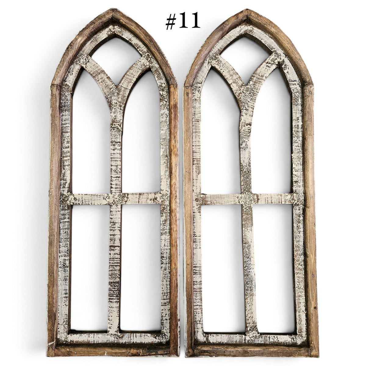 Sample Sale Rustic Medium Ivory Point Cathedral Wood Window Arches | Farmhouse Wall Décor Sets 1-11 - Ranch Junkie LLC