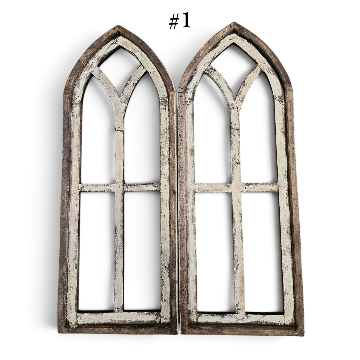 Sample Sale Rustic Medium Ivory Point Cathedral Wood Window Arches | Farmhouse Wall Décor Sets 1-11 - Ranch Junkie LLC