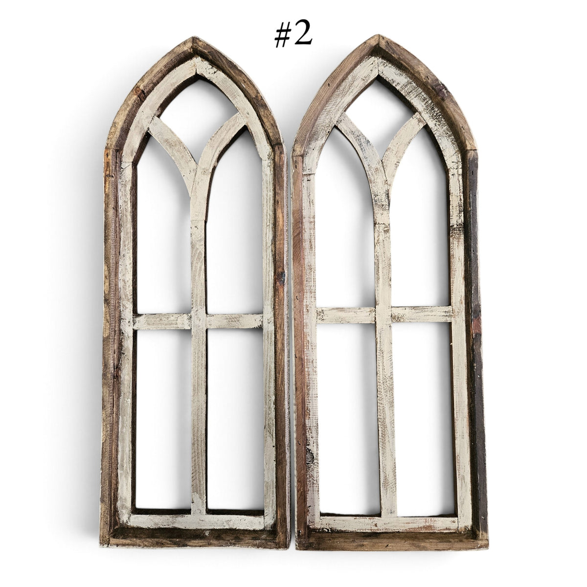 Sample Sale Rustic Medium Ivory Point Cathedral Wood Window Arches | Farmhouse Wall Décor Sets 1-11 - Ranch Junkie LLC