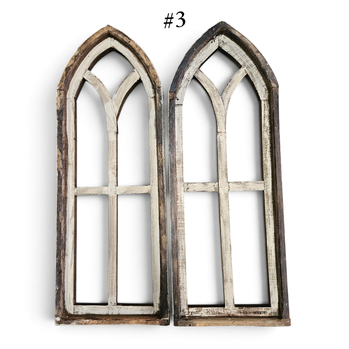 Sample Sale Rustic Medium Ivory Point Cathedral Wood Window Arches | Farmhouse Wall Décor Sets 1-11 - Ranch Junkie LLC