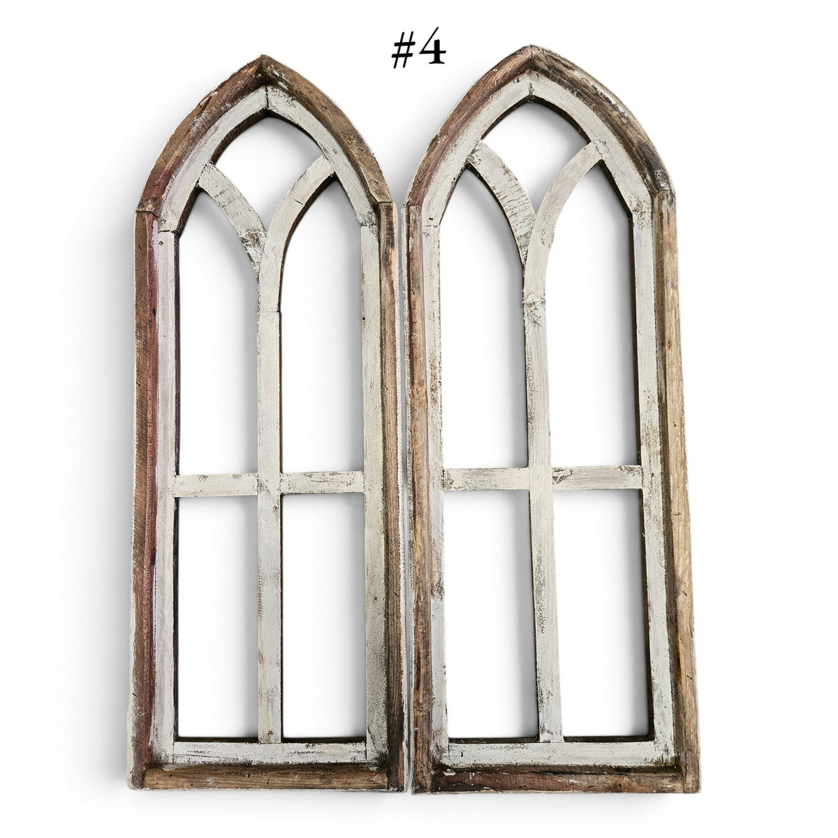 Sample Sale Rustic Medium Ivory Point Cathedral Wood Window Arches | Farmhouse Wall Décor Sets 1-11 - Ranch Junkie LLC