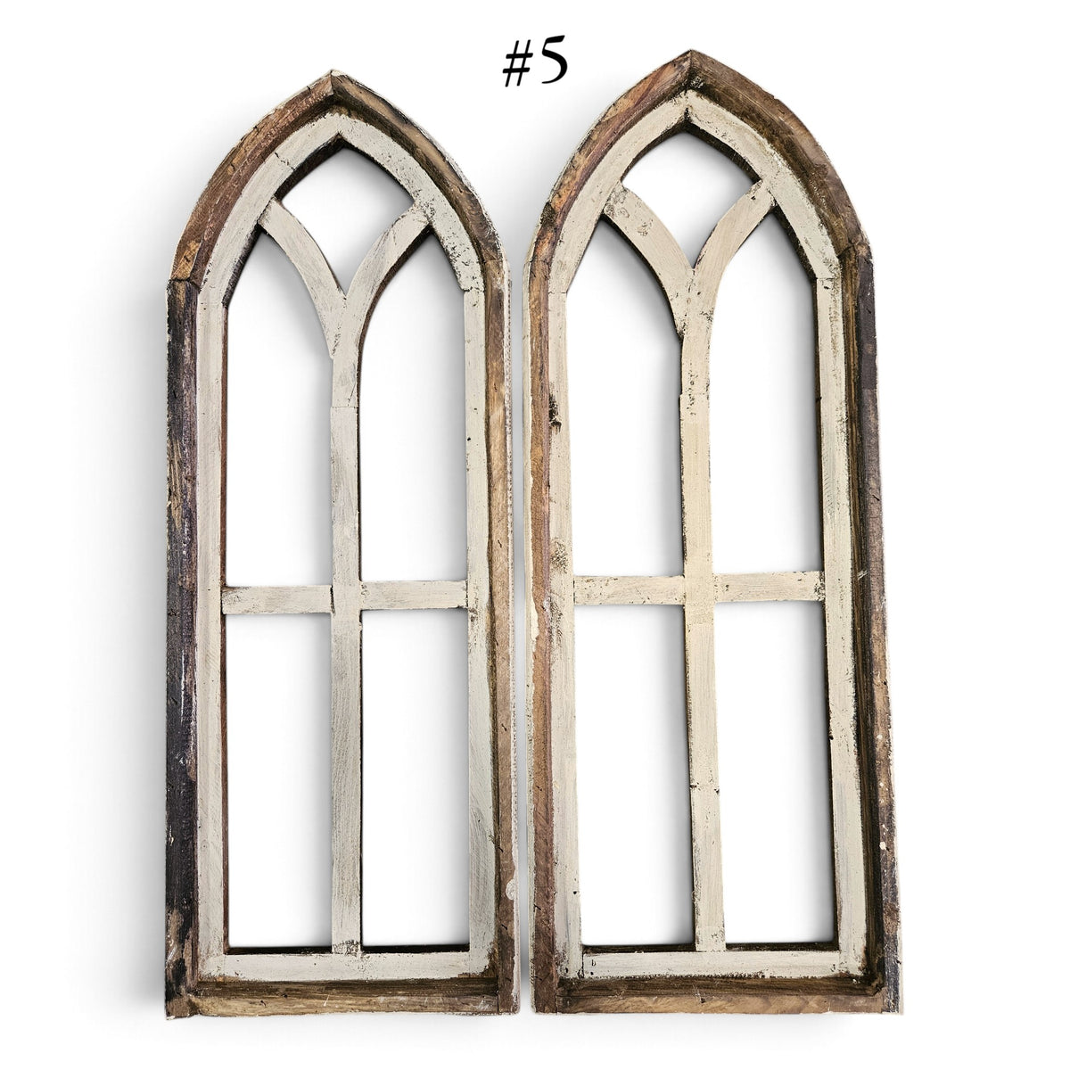 Sample Sale Rustic Medium Ivory Point Cathedral Wood Window Arches | Farmhouse Wall Décor Sets 1-11 - Ranch Junkie LLC