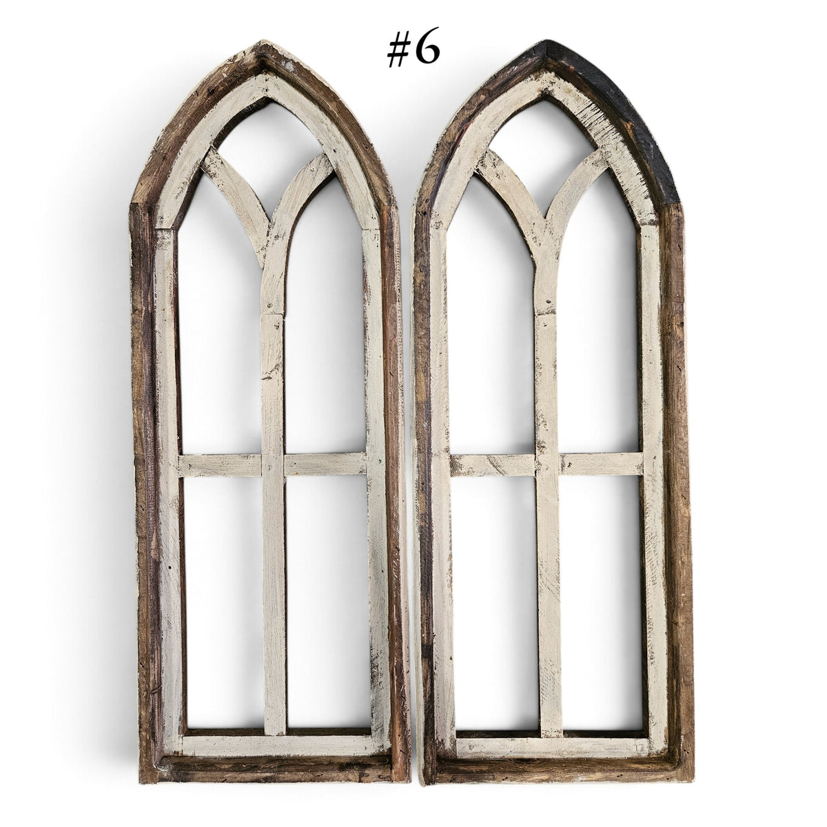 Sample Sale Rustic Medium Ivory Point Cathedral Wood Window Arches | Farmhouse Wall Décor Sets 1-11 - Ranch Junkie LLC
