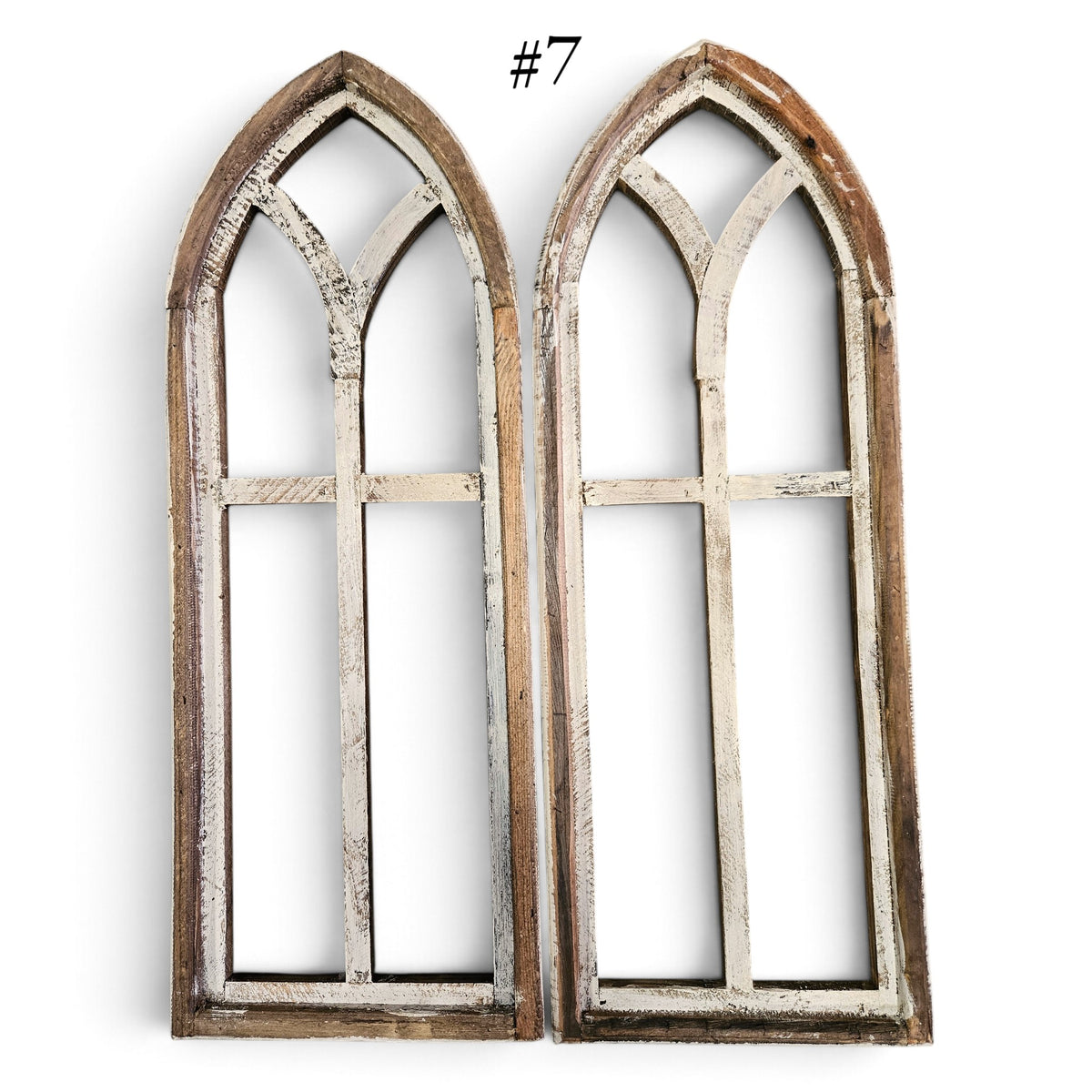 Sample Sale Rustic Medium Ivory Point Cathedral Wood Window Arches | Farmhouse Wall Décor Sets 1-11 - Ranch Junkie LLC