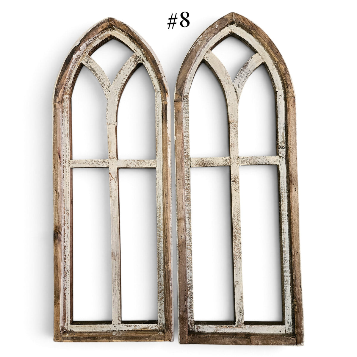 Sample Sale Rustic Medium Ivory Point Cathedral Wood Window Arches | Farmhouse Wall Décor Sets 1-11 - Ranch Junkie LLC