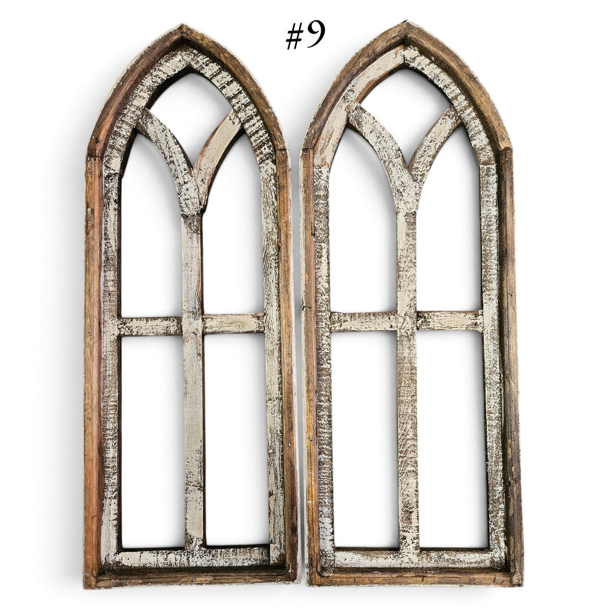 Sample Sale Rustic Medium Ivory Point Cathedral Wood Window Arches | Farmhouse Wall Décor Sets 1-11 - Ranch Junkie LLC