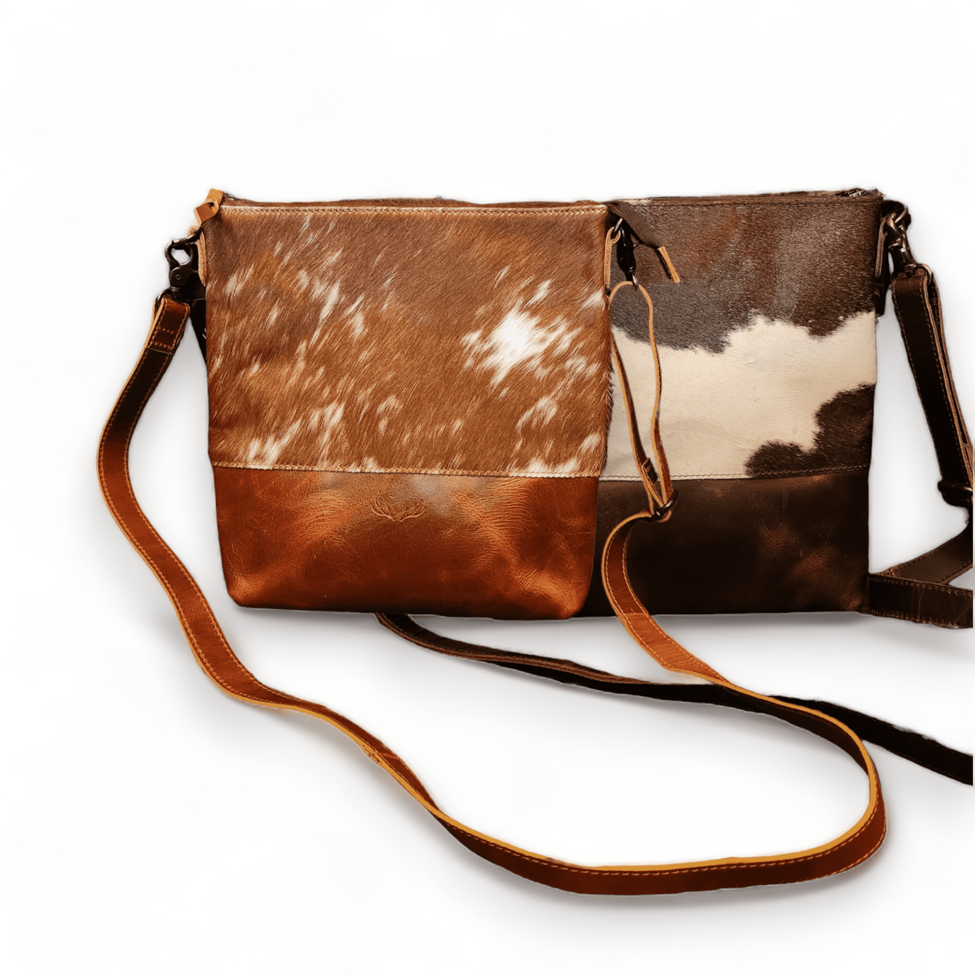 The Highlands Genuine Cowhide Large Crossbody Bag Saddle And Dark Brown Leather Crossbody Purse - Ranch Junkie Mercantile LLC