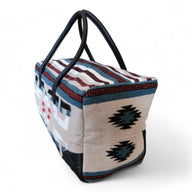 Aztec Large Weekender Southwestern Duffel Bag Sahara Saddle Blanket Bag 100% Leather Handles