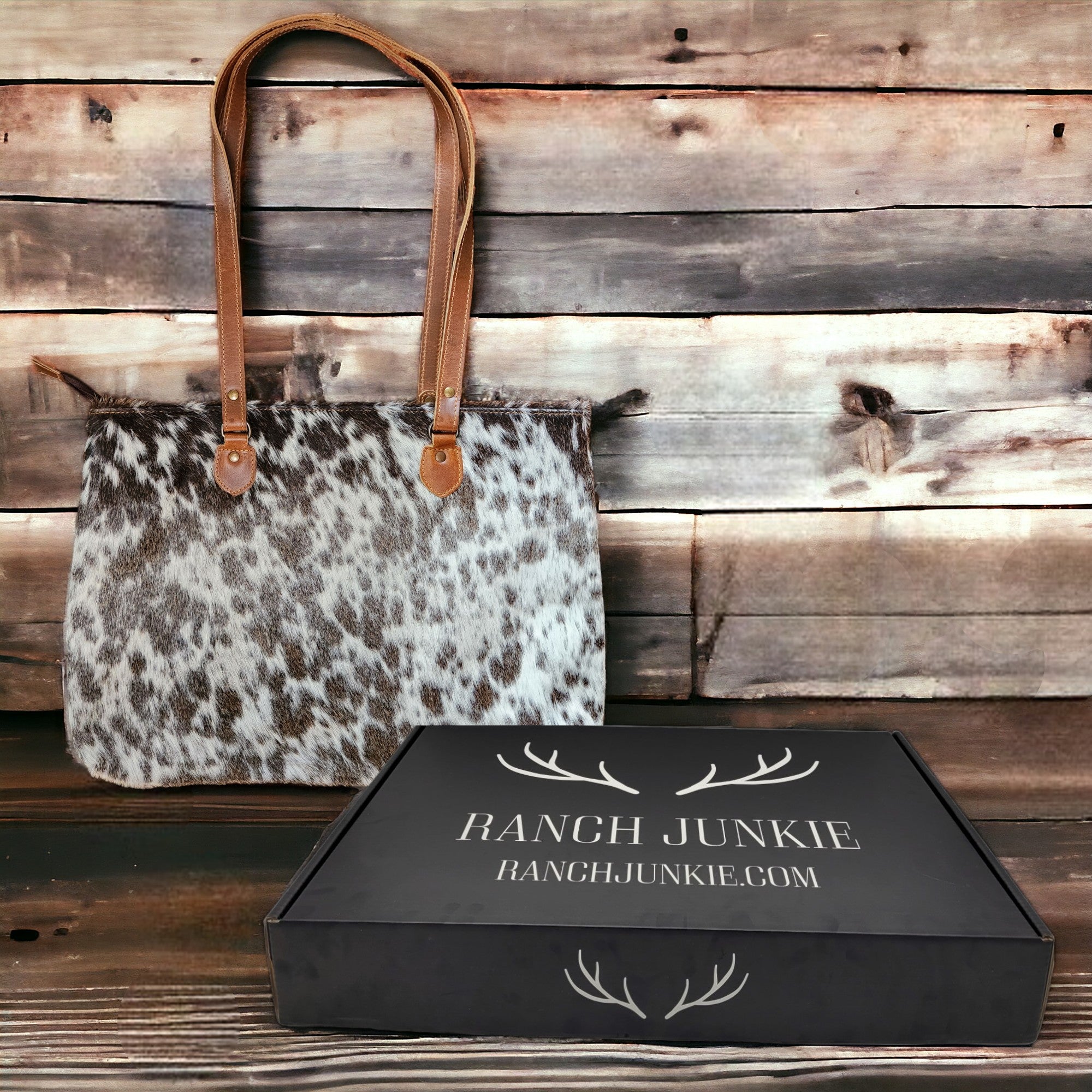 Genuine Cowhide Large Tote Highlands Black Cowhide Tote - Ranch Junkie Mercantile LLC 