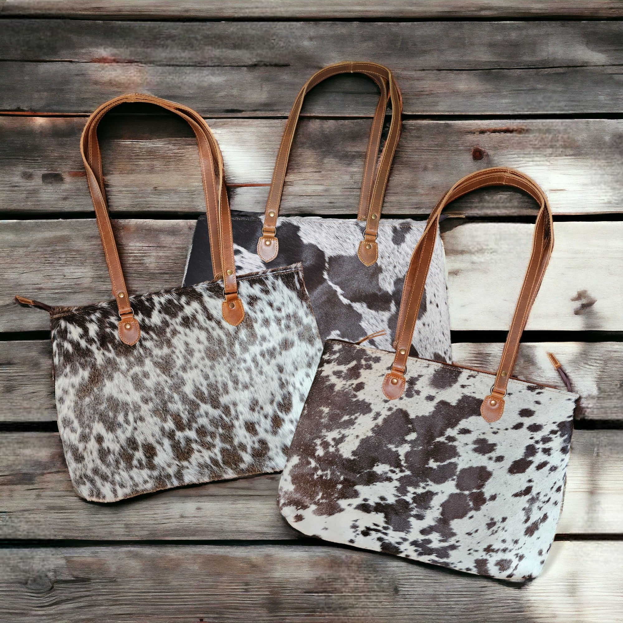 Genuine Cowhide Large Tote Highlands Black Cowhide Tote - Ranch Junkie Mercantile LLC 