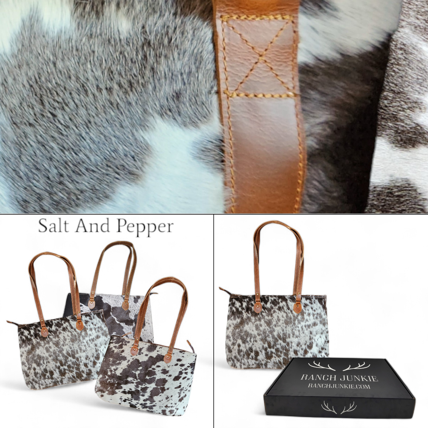 Bundle Deal Highlands Cowhide Large Tote Black + Envelope Cowhide Wallet - Ranch Junkie Mercantile LLC 