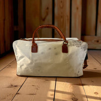 Sample Sale Highlands Tricolor Large Genuine Cowhide Weekender Cowhide Duffel #1 - Ranch Junkie Mercantile LLC 