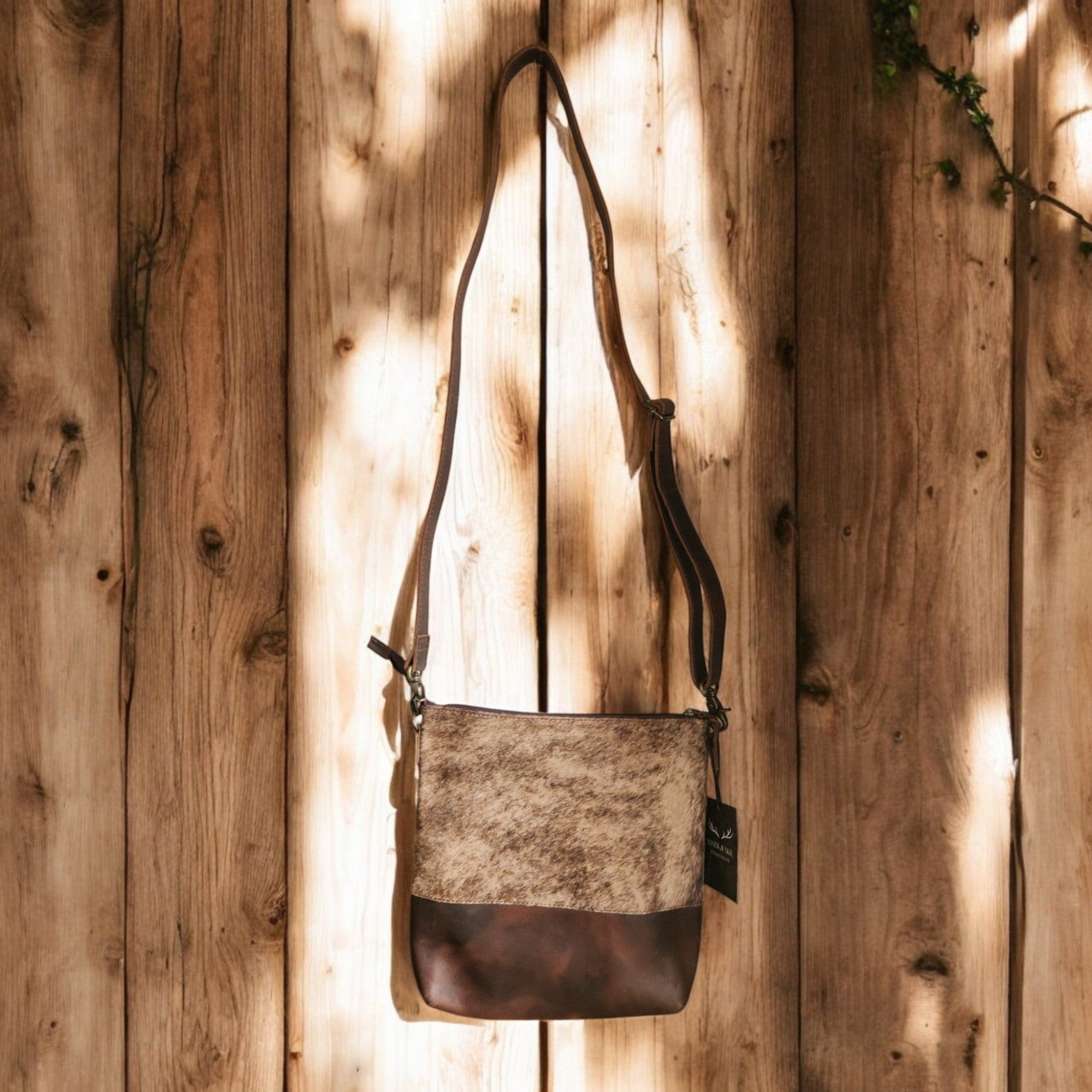 Sample Sale Highlands Genuine Cowhide Large Dark Vintage Brown Crossbody Bag Crossbody Purse #5 - Ranch Junkie Mercantile LLC 