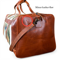 Sample Sale Southwestern Saddle Blanket Aztec Weekender Aspen Leather Duffel Bag #1 - Ranch Junkie LLC 