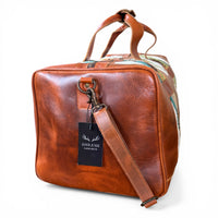 Sample Sale Southwestern Saddle Blanket Aztec Weekender Aspen Leather Duffel Bag #1 - Ranch Junkie LLC 