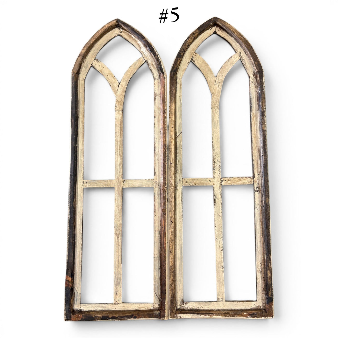 Sample Sale Rustic Large Ivory Point Cathedral Wood Window Arches | Farmhouse Wall Décor Sets 1-9 - Ranch Junkie LLC 
