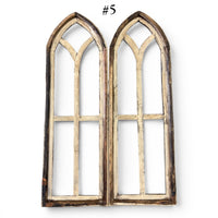 Sample Sale Rustic Large Ivory Point Cathedral Wood Window Arches | Farmhouse Wall Décor Sets 1-9 - Ranch Junkie LLC 