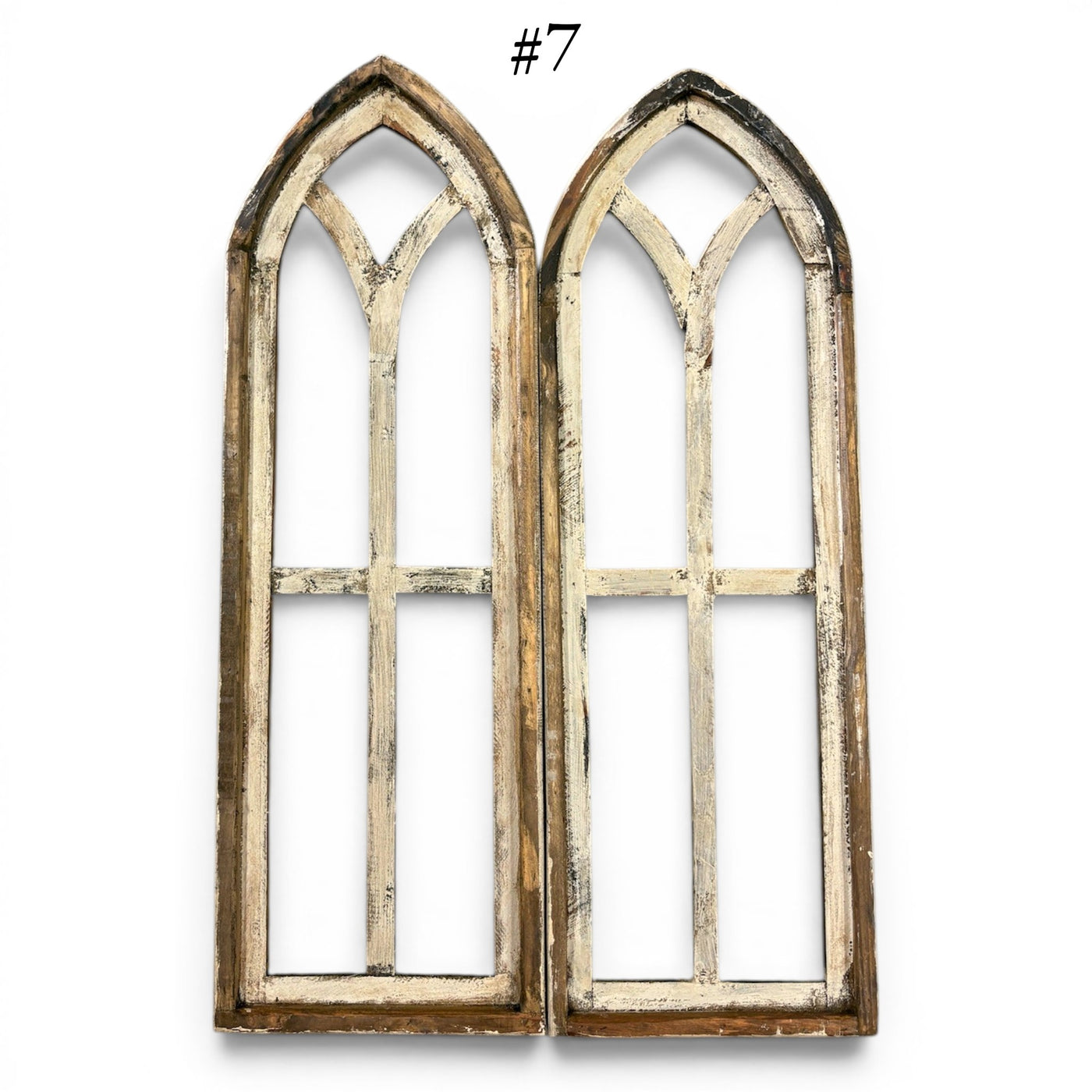 Sample Sale Rustic Large Ivory Point Cathedral Wood Window Arches | Farmhouse Wall Décor Sets 1-9 - Ranch Junkie LLC 