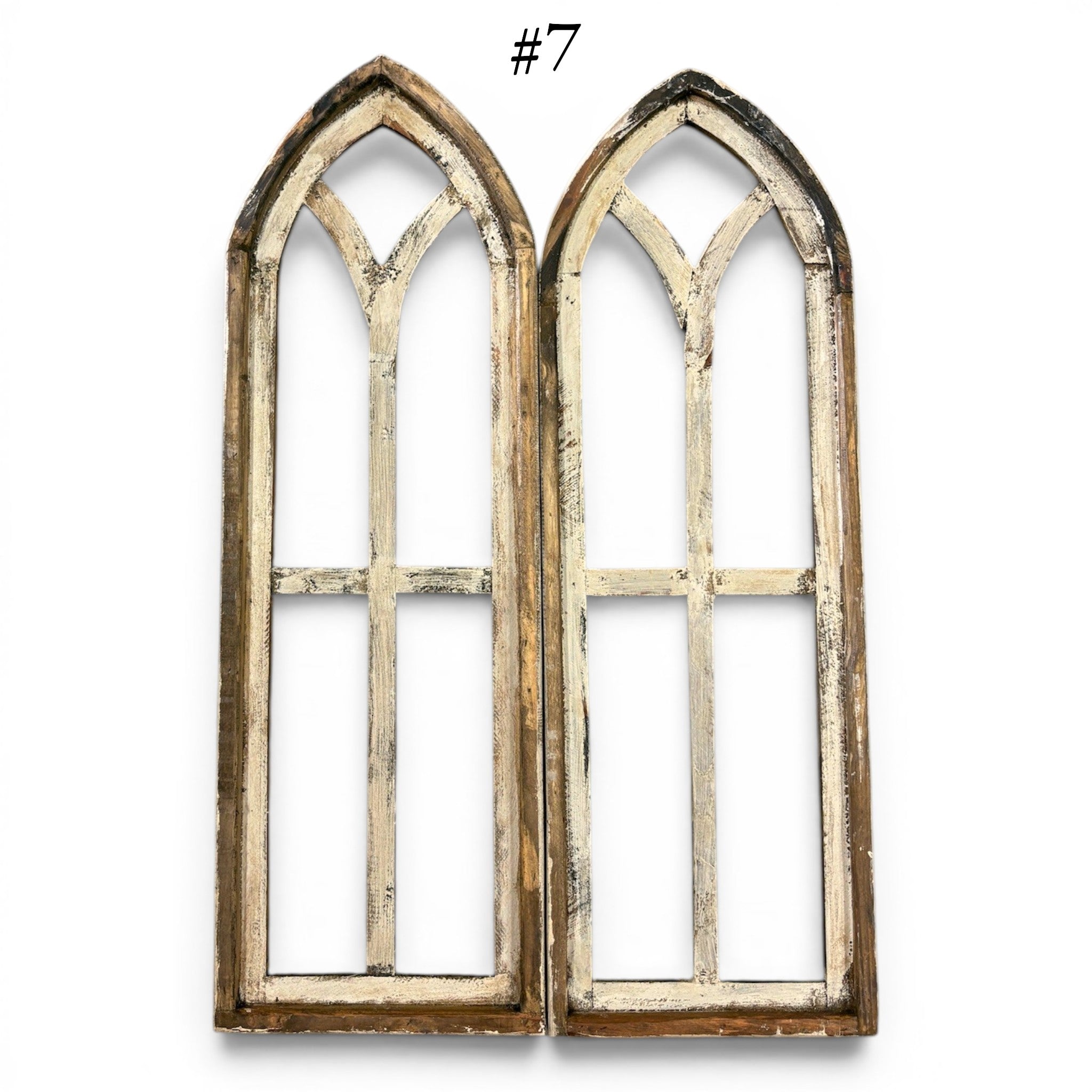 Sample Sale Rustic Large Ivory Point Cathedral Wood Window Arches | Farmhouse Wall Décor Sets 1-9 - Ranch Junkie LLC 