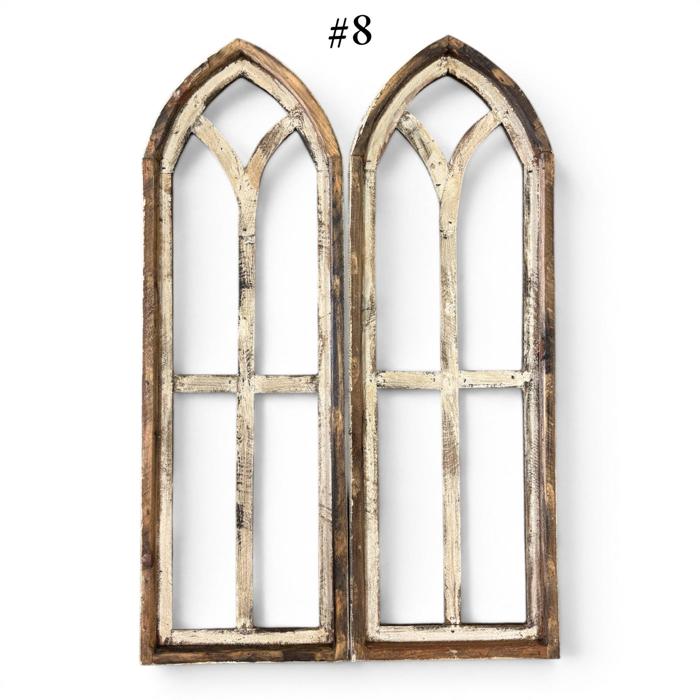 Sample Sale Rustic Large Ivory Point Cathedral Wood Window Arches | Farmhouse Wall Décor Sets 1-9 - Ranch Junkie LLC 