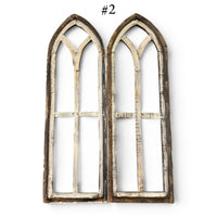 Sample Sale Rustic Large Ivory Point Cathedral Wood Window Arches | Farmhouse Wall Décor Sets 1-9 - Ranch Junkie LLC 