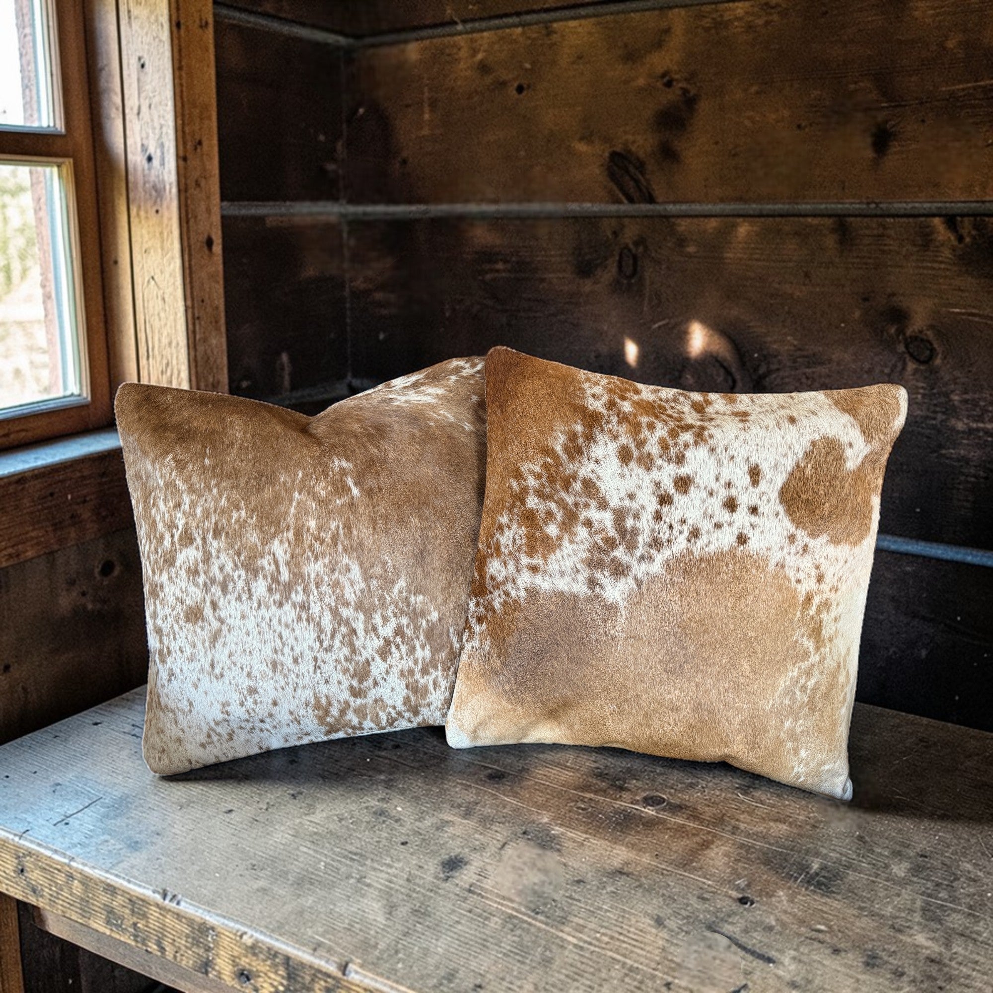 Sample Sale Set #3 Two Highlands Genuine Cowhide Pillow Covers Set Of Two - Ranch Junkie LLC 