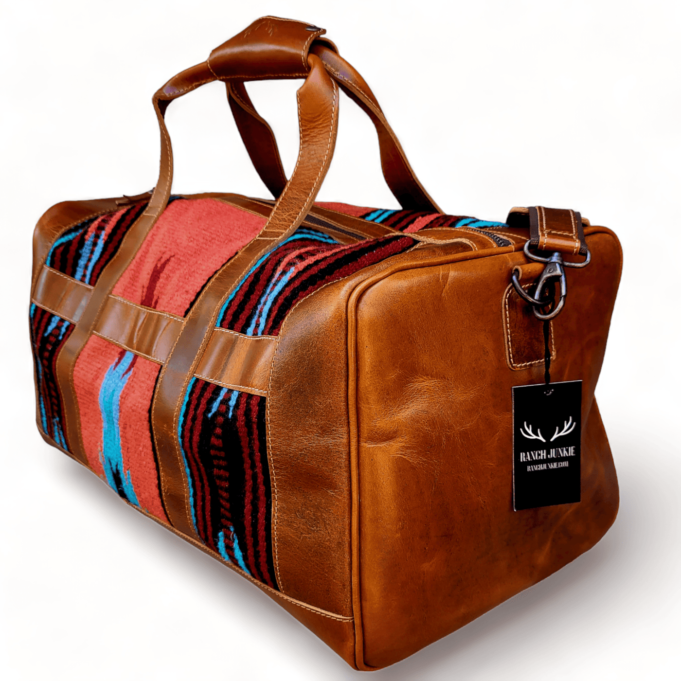 The Sedona Aztec Leather Southwestern Weekender Western Duffel Bag Saddle Blanket Bag Luggage & BagsRanch Junkie