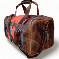 Sedona Southwestern Saddle Blanket Aztec Weekender Leather Duffel Bag - Ranch Junkie Mercantile LLC