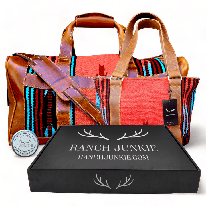 Bundle Deal-Sedona Southwestern Duffel Handwoven Wool And Leather Weekender + Sedona Handwoven Wool Western Tote Purse Luggage & BagsRanch Junkie