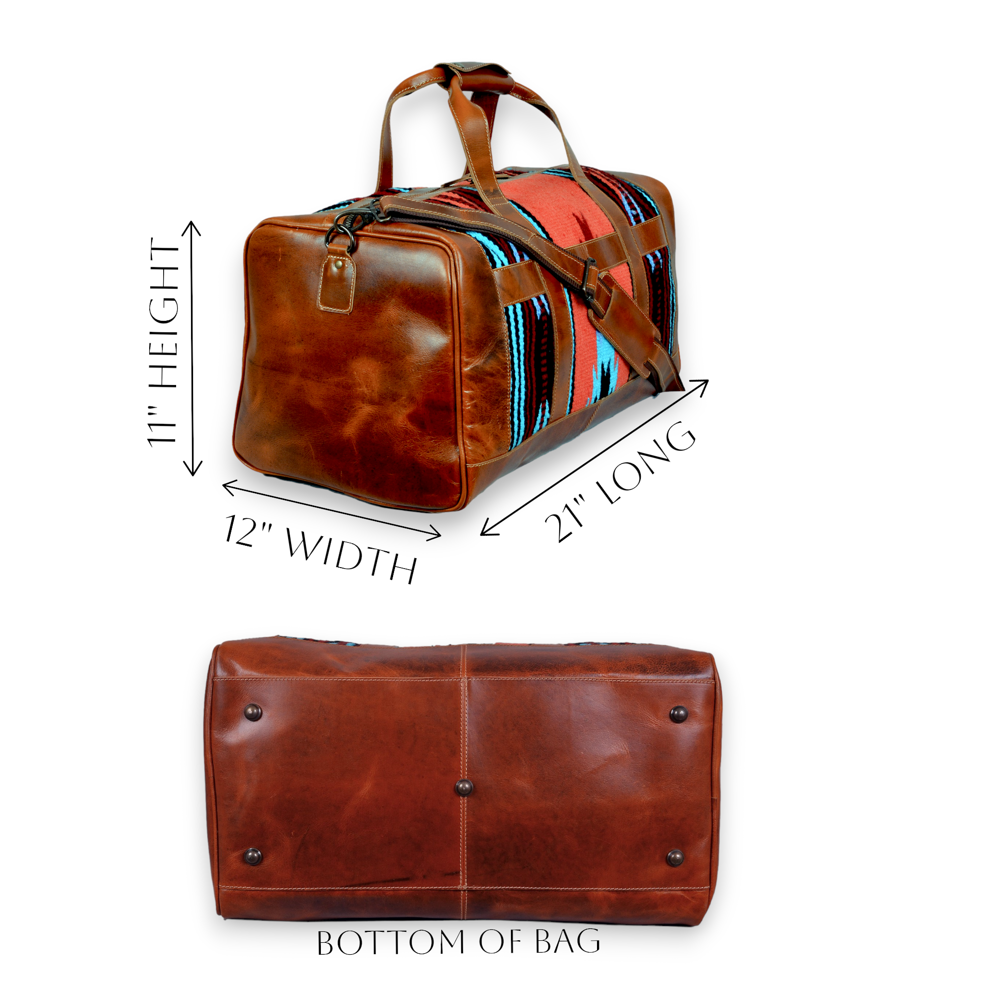 Bundle Deal-Sedona Southwestern Duffel Handwoven Wool And Leather Weekender + Sedona Handwoven Wool Western Tote Purse - Ranch Junkie Mercantile LLC 
