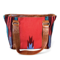 Southwestern Handwoven Saddle Blanket Wool Leather Boho Tote  Sedona Western Purse - Ranch Junkie Mercantile LLC 