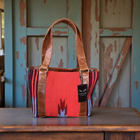 Southwestern Handwoven Saddle Blanket Wool Leather Boho Tote  Sedona Western Purse - Ranch Junkie Mercantile LLC 