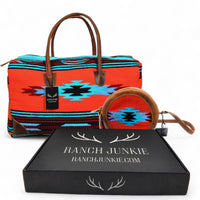 Bundle Deal Sedona Boho Aztec Saddle Blanket Large Weekender Southwestern Duffel Bag +Sedona Canteen Crossbody - Ranch Junkie Mercantile LLC 