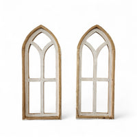 Ivory Point Farmhouse Wooden Wall Window Arches Set of 2 -3 Sizes - Rustic Cathedral Wood Windows - Ranch Junkie Mercantile LLC 