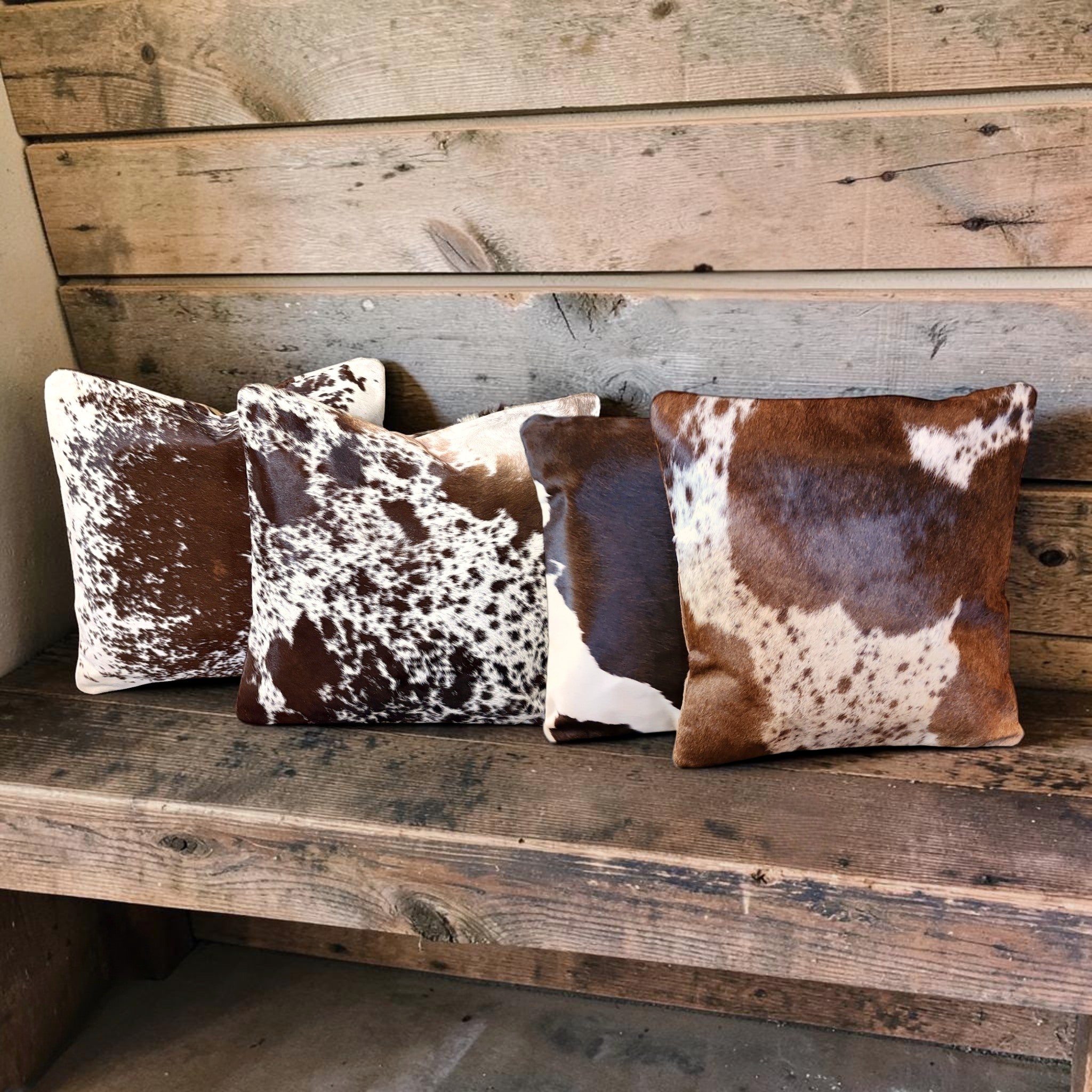 18x18 Genuine Cowhide Pillow Covers - Chocolate Brown Western Pillow