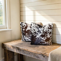 18x18 Genuine Cowhide Pillow Covers Chocolate Brown Double Sided Highlands Cowhide Pillow