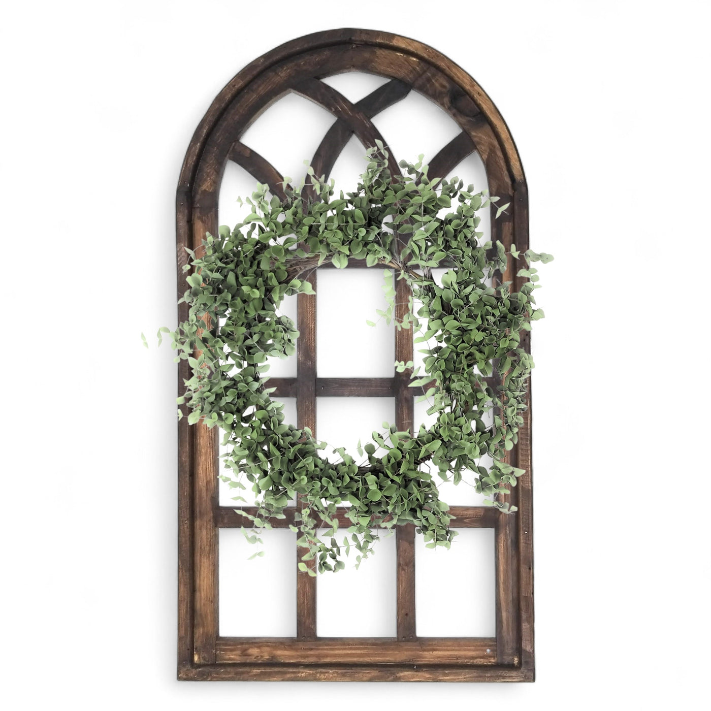 44 Inch Wall Wood Window Arch -Large Cathedral Window Frame-Sunset Grove Cathedral - Ranch Junkie Mercantile LLC 