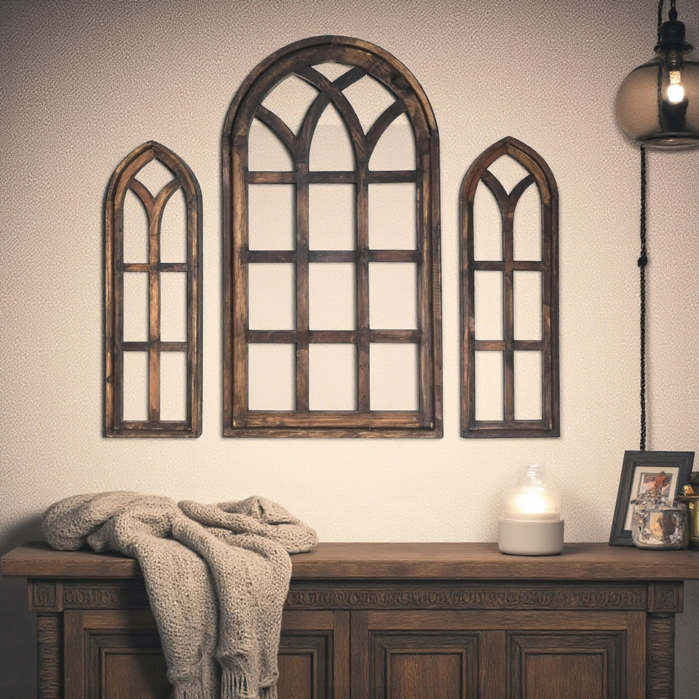 Set of 3 Farmhouse Wood Large Sunset Grove Window Collection- The Sunset Grove Collection + Wreath Option - Ranch Junkie Mercantile LLC 