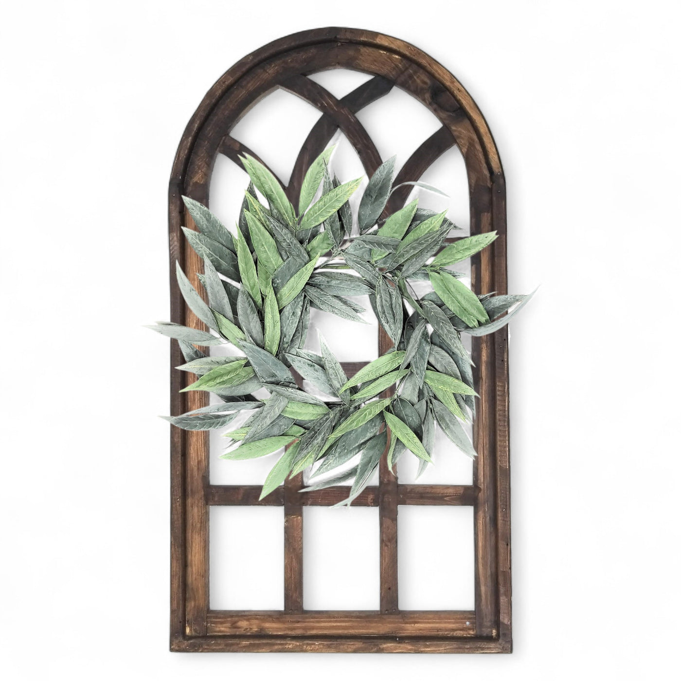 44 Inch Wall Wood Window Arch -Large Cathedral Window Frame-Sunset Grove Cathedral - Ranch Junkie Mercantile LLC 