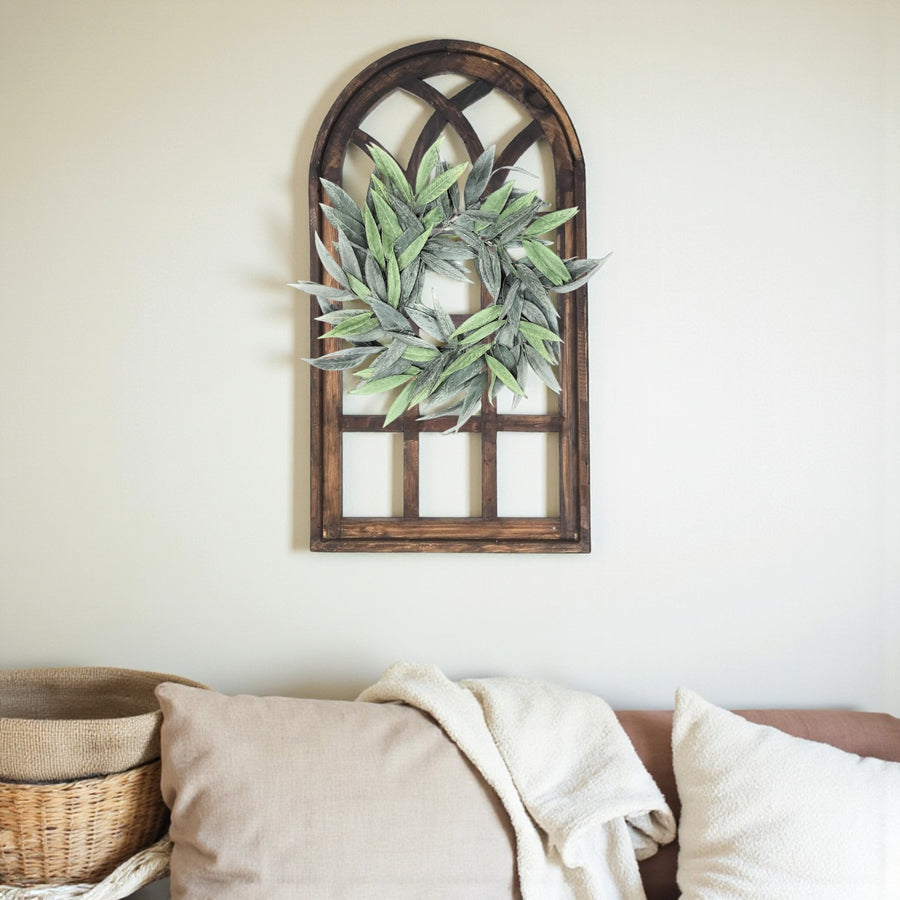44 Inch Wall Wood Window Arch -Large Cathedral Window Frame-Sunset Grove Cathedral - Ranch Junkie Mercantile LLC 