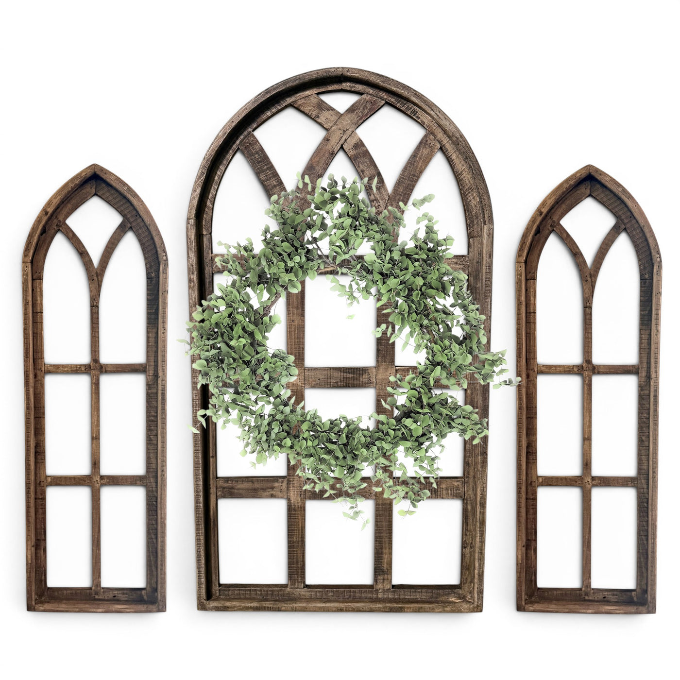Set of 3 Farmhouse Wood Large Sunset Grove Window Collection- The Sunset Grove Collection + Wreath Option - Ranch Junkie LLC 