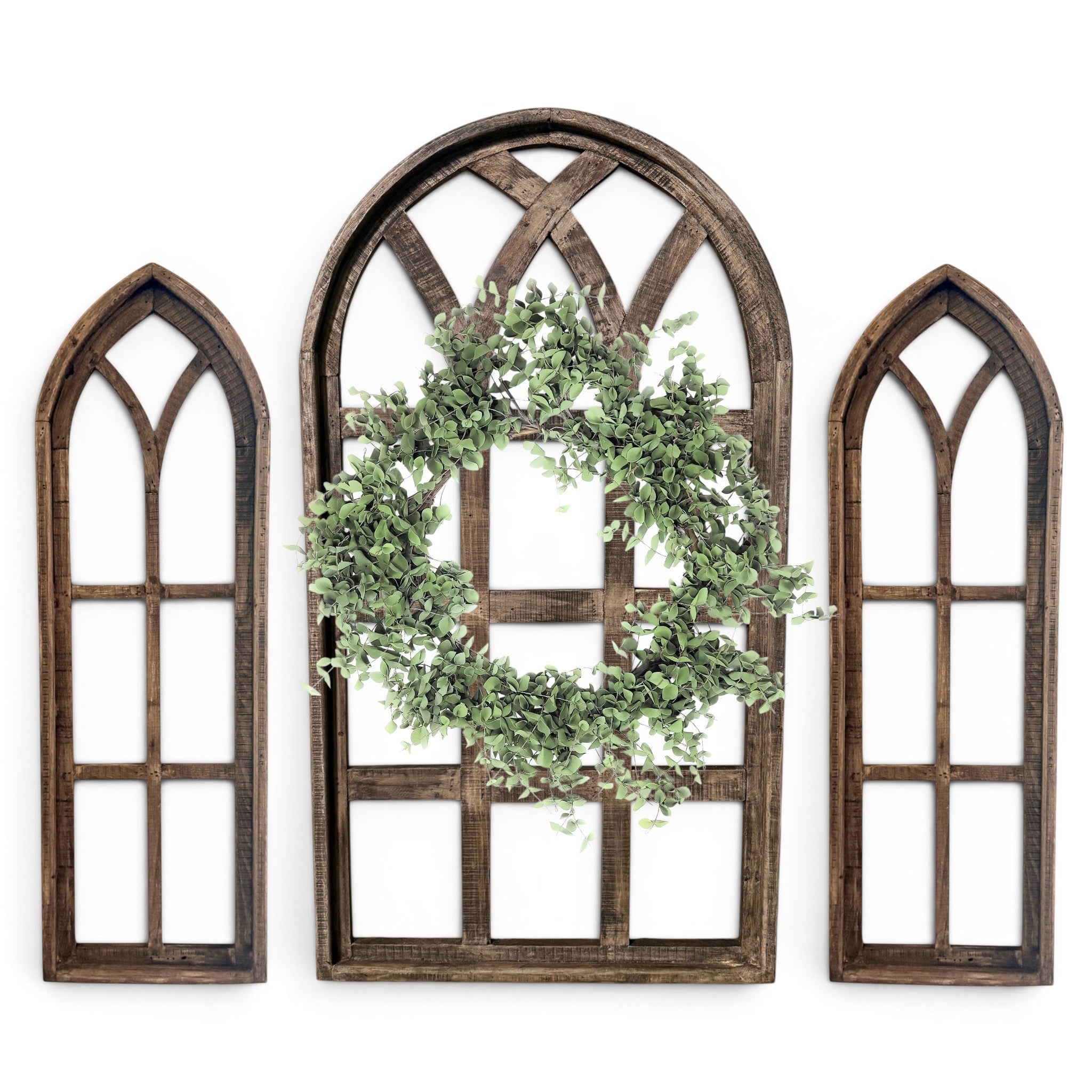 Set of 3 Farmhouse Wood Large Sunset Grove Window Collection- The Sunset Grove Collection + Wreath Option - Ranch Junkie LLC 