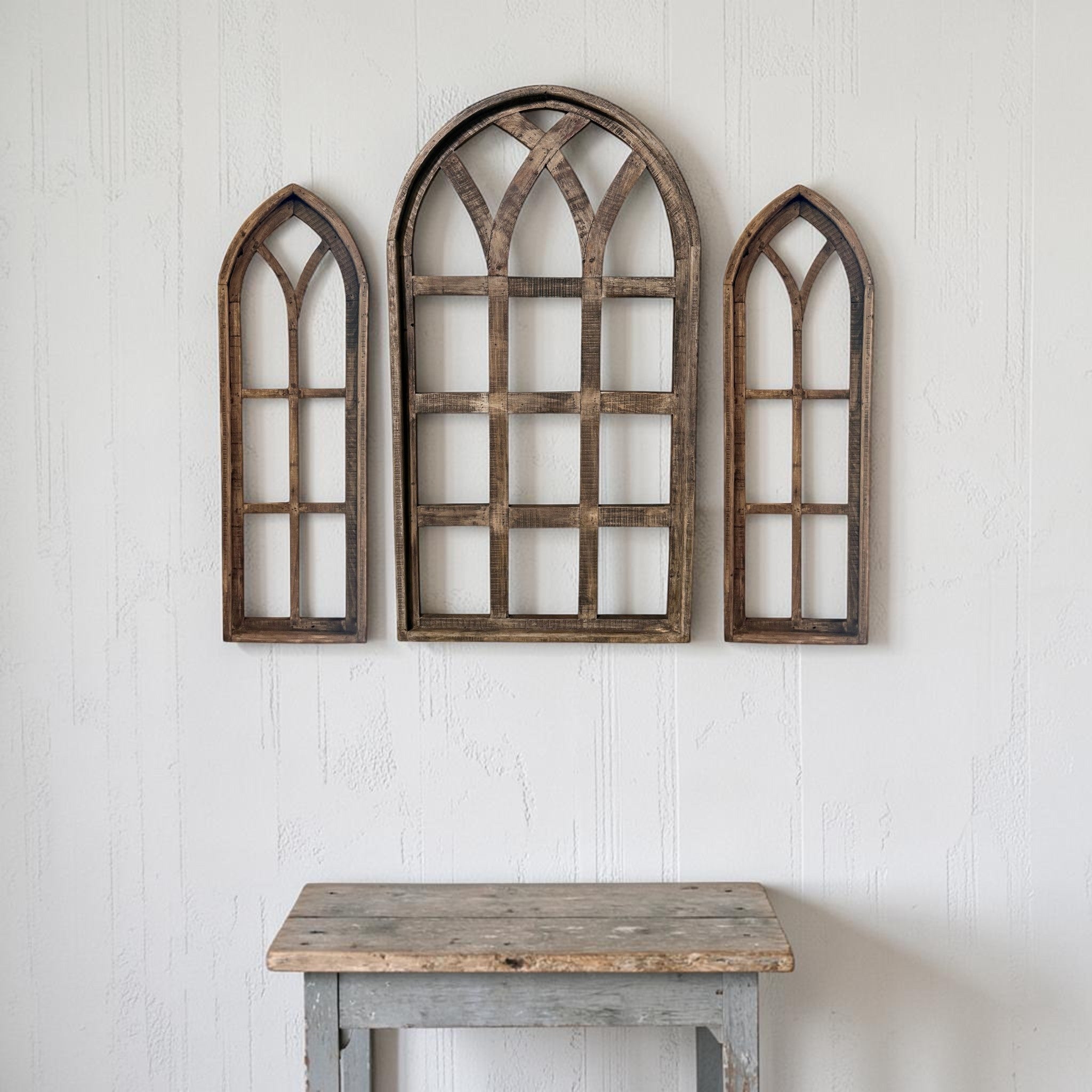 Set of 3 Farmhouse Wood Large Sunset Grove Window Collection- The Sunset Grove Collection + Wreath Option - Ranch Junkie LLC 