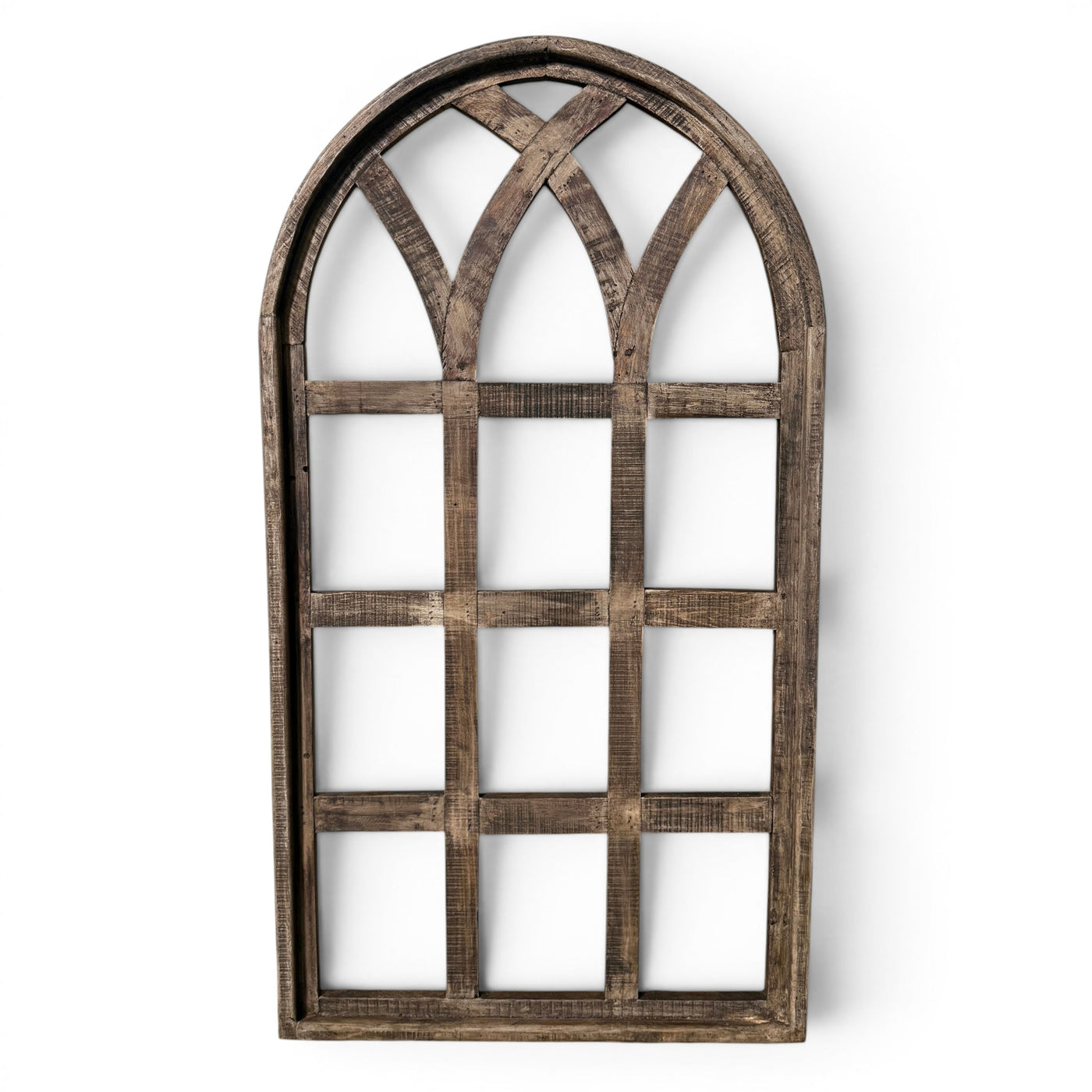 44 Inch Wall Wood Window Arch -Large Cathedral Window Frame-Sunset Grove Cathedral - Ranch Junkie LLC 