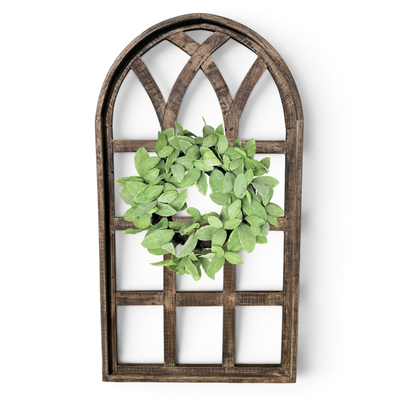 44 Inch Wall Wood Window Arch -Large Cathedral Window Frame-Sunset Grove Cathedral - Ranch Junkie LLC 