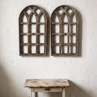 44 Inch Wall Wood Window Arch -Large Cathedral Window Frame-Sunset Grove Cathedral - Ranch Junkie LLC 